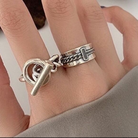 #36 TWO RINGS NEW Retro 925 Sterling Silver Cross Ring - Picture 1 of 9